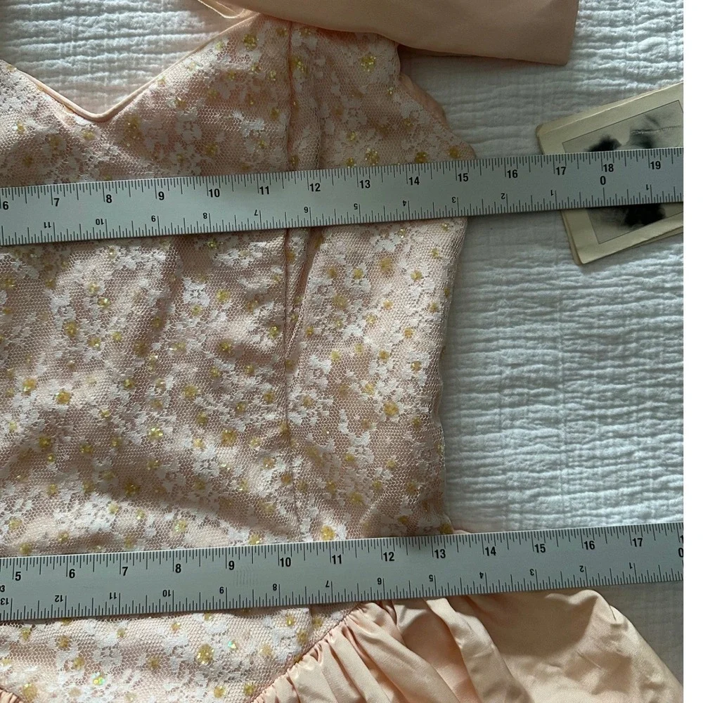NWT Vintage 80s Gunne Sax Jessica McClintock Peach Lace Prom Dress 7/8‎